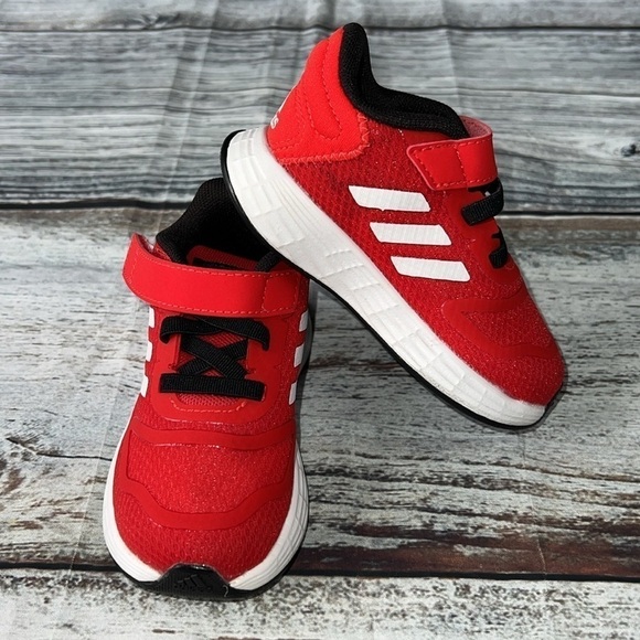 Adidas Duramo 10-ELI Running Shoe Red/White/Black Kid’s Size 5K - Picture 3 of 8